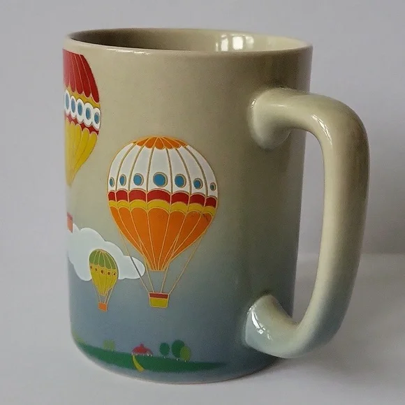 Otagiri Hot Air Balloon Graphics On Gray Ceramic Coffee Mug